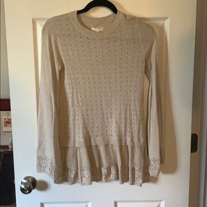 Bell sleeve lace trim beige Lauren Conrad sweater